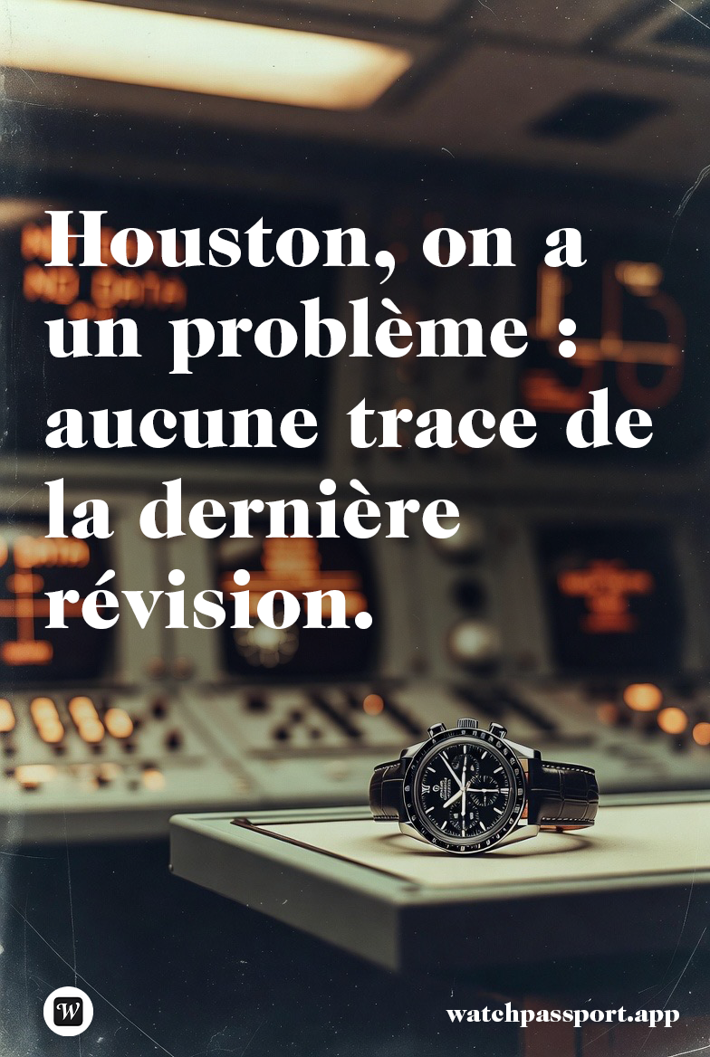 Watch Passport campaign - Watch maintenance log concept with chronograph on mission control panel